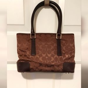 VINTAGE Coach Signature Monogram Hand Bag D1J-6089  12" X 8"